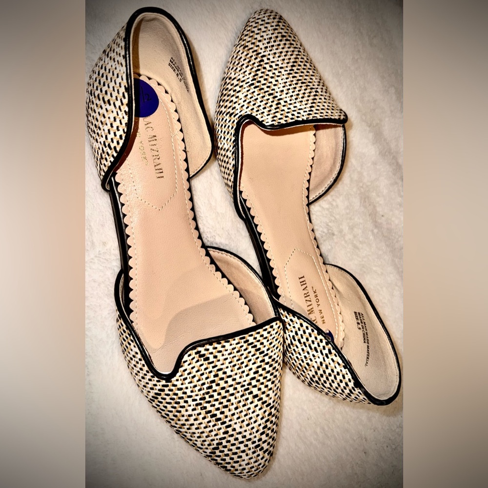 Isaac Mizrahi Cream and Black Patterned Flats